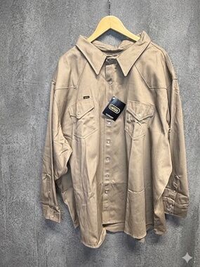 LAPCO 850 Non-FR Welding Shirt Khaki 6XL Regular Mens 100 Cotton Workwear Snaps